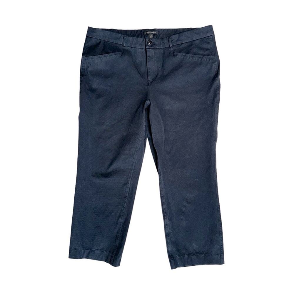 BANANA REPUBLIC Black Stretch Cropped Ankle Pants Pockets Women’s